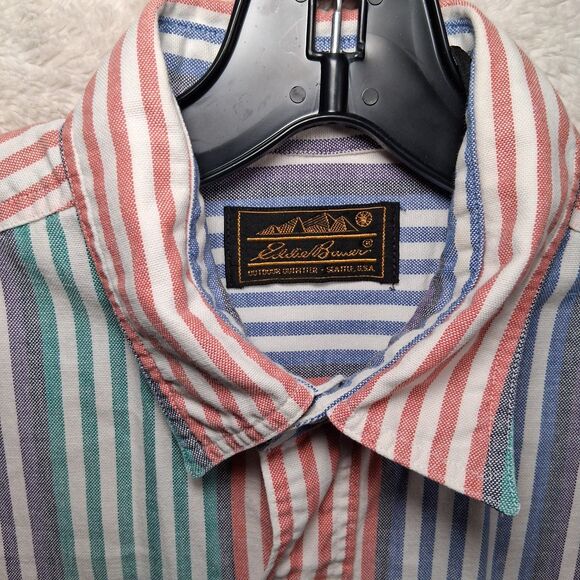 Vtg Eddie Bauer Shirt Mens M Multicolor Striped Outdoor Outfitters Button Up 92 - Picture 4 of 5